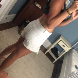white denim shorts